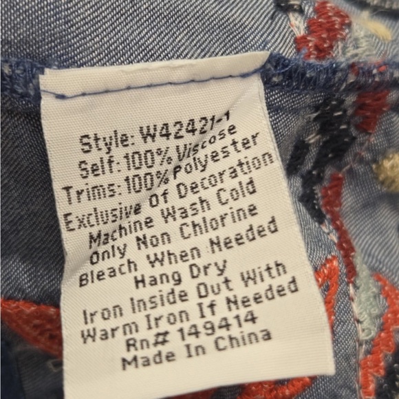 Johnny Was Workshop Mareen Kimono Jacket Embroidered Chambray Size S Womens - Picture 4 of 7